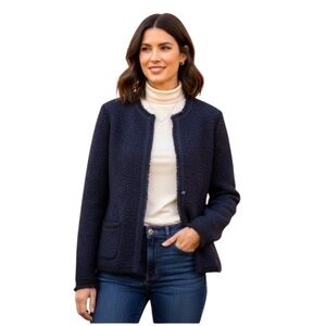 J. McLaughlin Tweed Jacket/Knit Blazer Cotton Modal Wool Mohair Blend, M